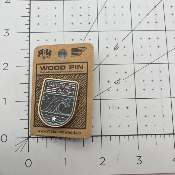 Other - Metal and Wood Co Wood Pin Travel Tavernier Beach Florida FL Beach Life Waves